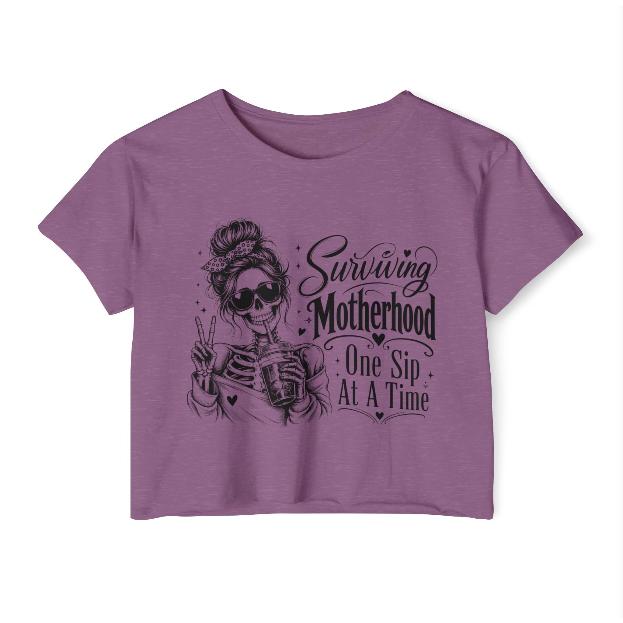 Women’s coffee mom crop top product image for busy moms, new moms, and casual outfits.