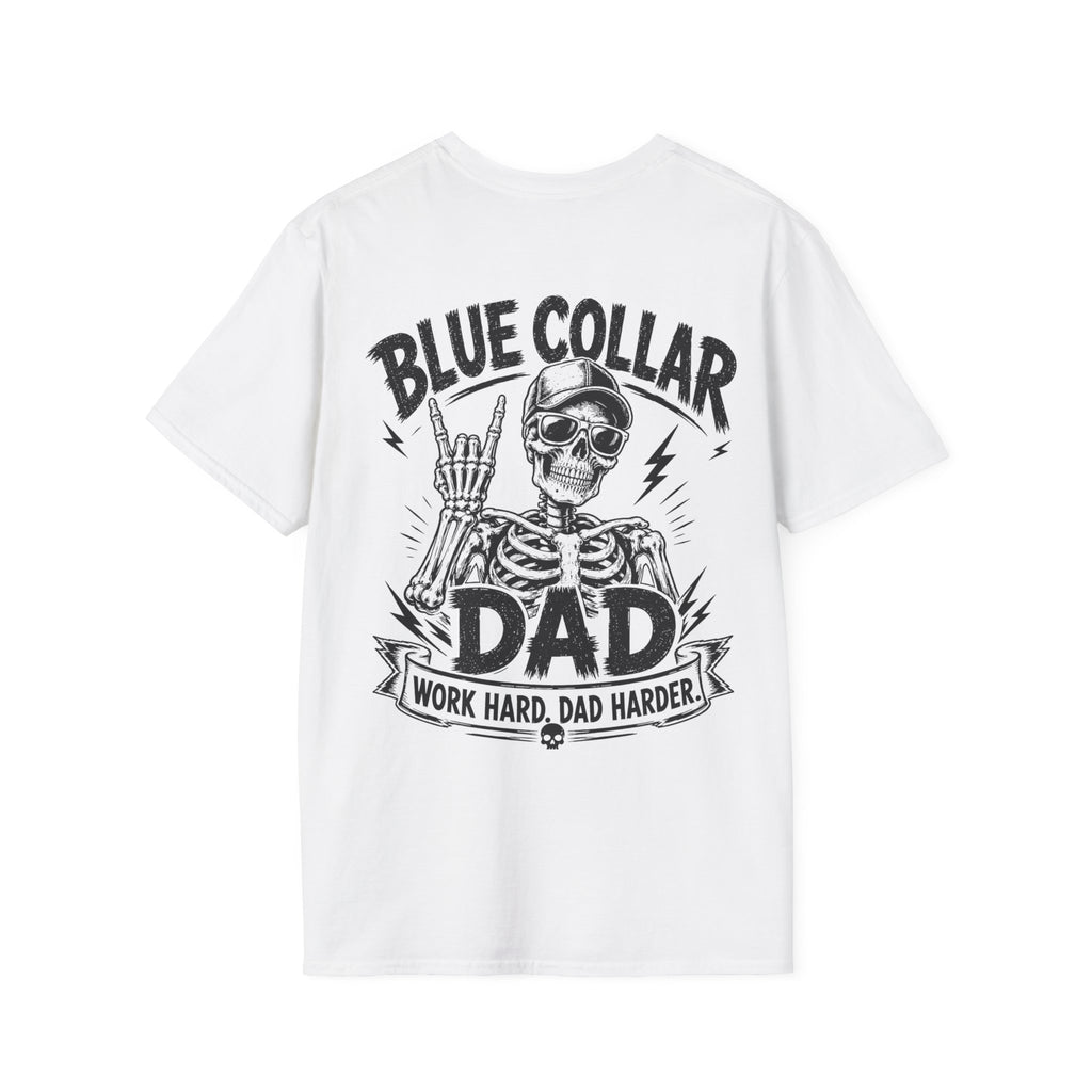 Blue Collar Dad T-Shirt | Work Hard Dad Harder | Funny Fathers Day Gift for Men