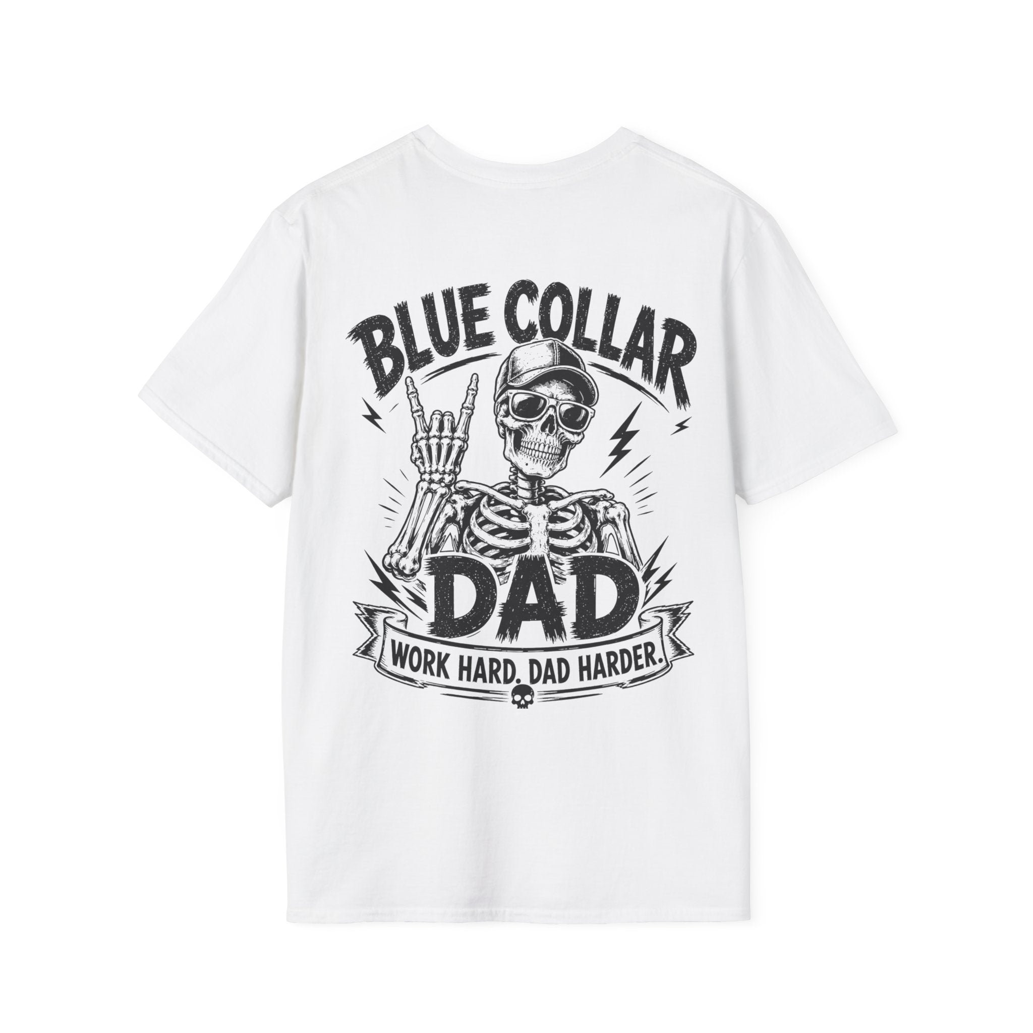 Blue Collar Dad T-Shirt | Work Hard Dad Harder | Funny Fathers Day Gift for Men