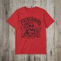Fatherhood No Days Off graphic tee product image for hardworking dads, beer-loving dads, and husbands.