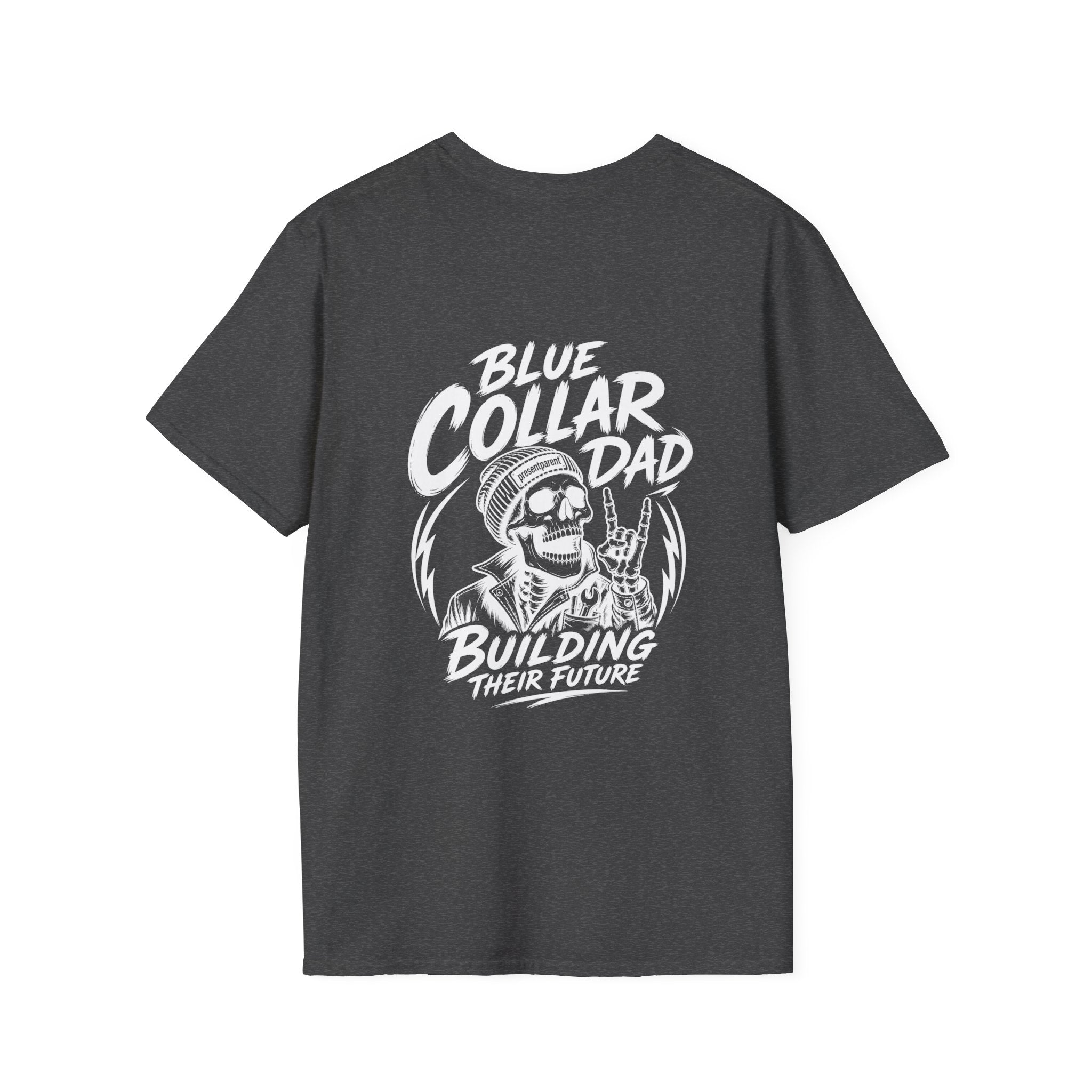 Blue Collar Dad Shirt, Building Their Future Tee, Hardworking Dad Gift, Blue Collar Back Print T-Shirt