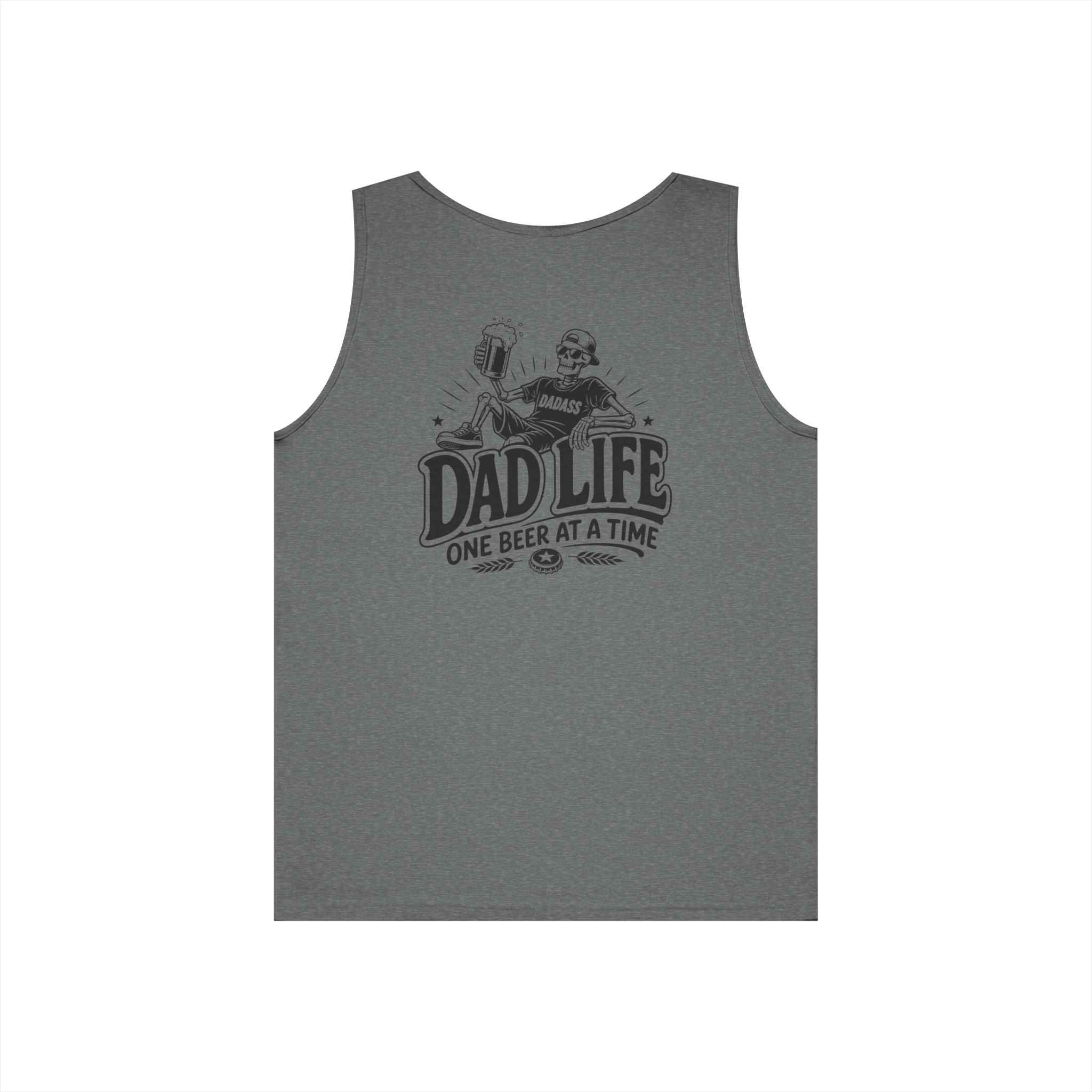 Men’s Dad Life beer tank top product mockup for laid-back dads and Father’s Day gifts.