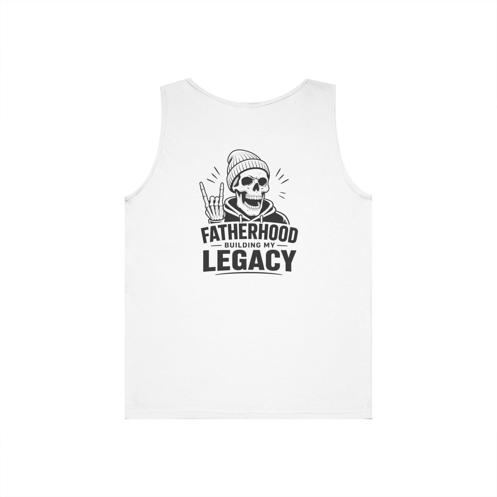 Fatherhood Legacy tank top lifestyle-style product image for dad gift shoppers.