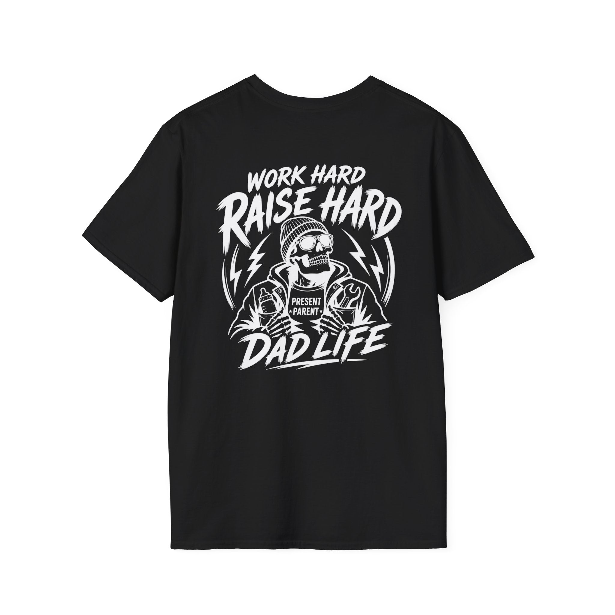 Mens Graphic Blue Collar Dad T-Shirt | Work Hard Raise Hard