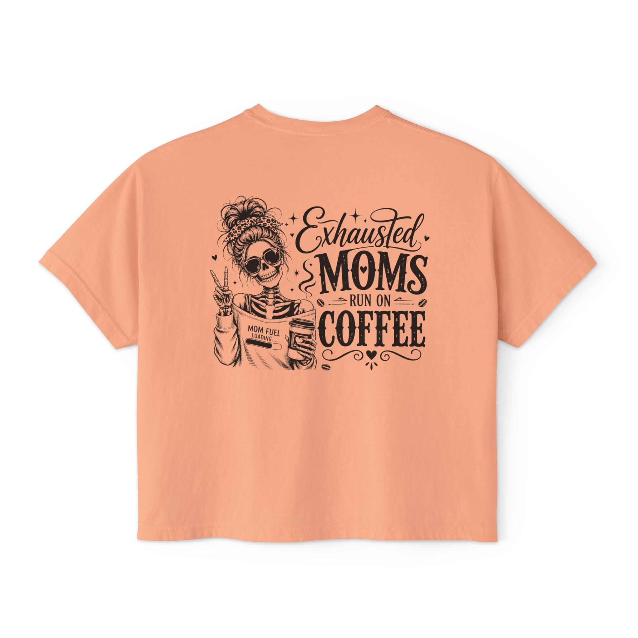 Coffee mom gift tee product view for moms who run on coffee, chaos, and love.