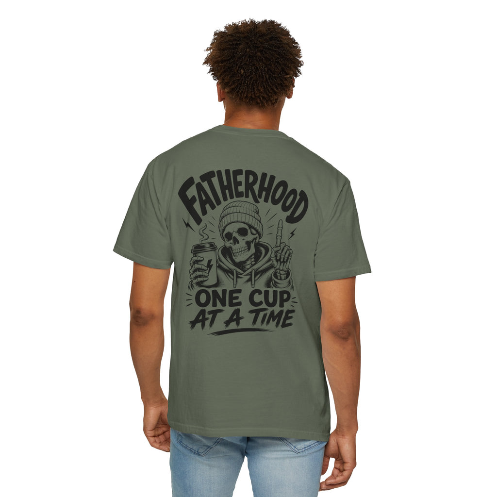 Fatherhood Club Skull Illustration T-shirt | One Cup at a Time