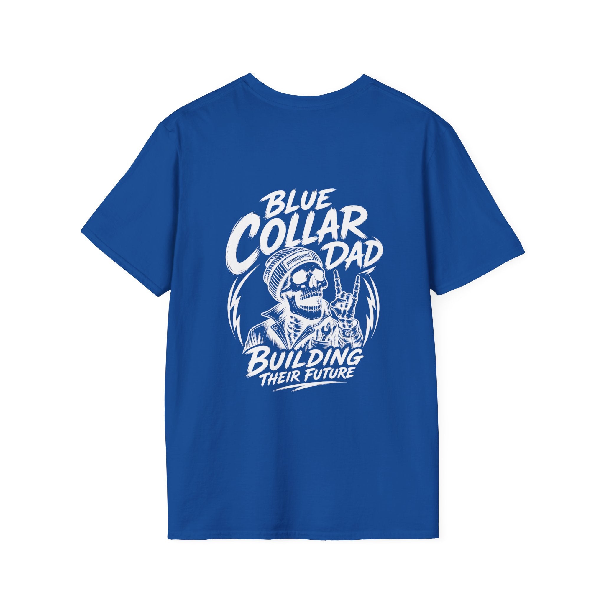 Blue Collar Dad Shirt, Building Their Future Tee, Hardworking Dad Gift, Blue Collar Back Print T-Shirt