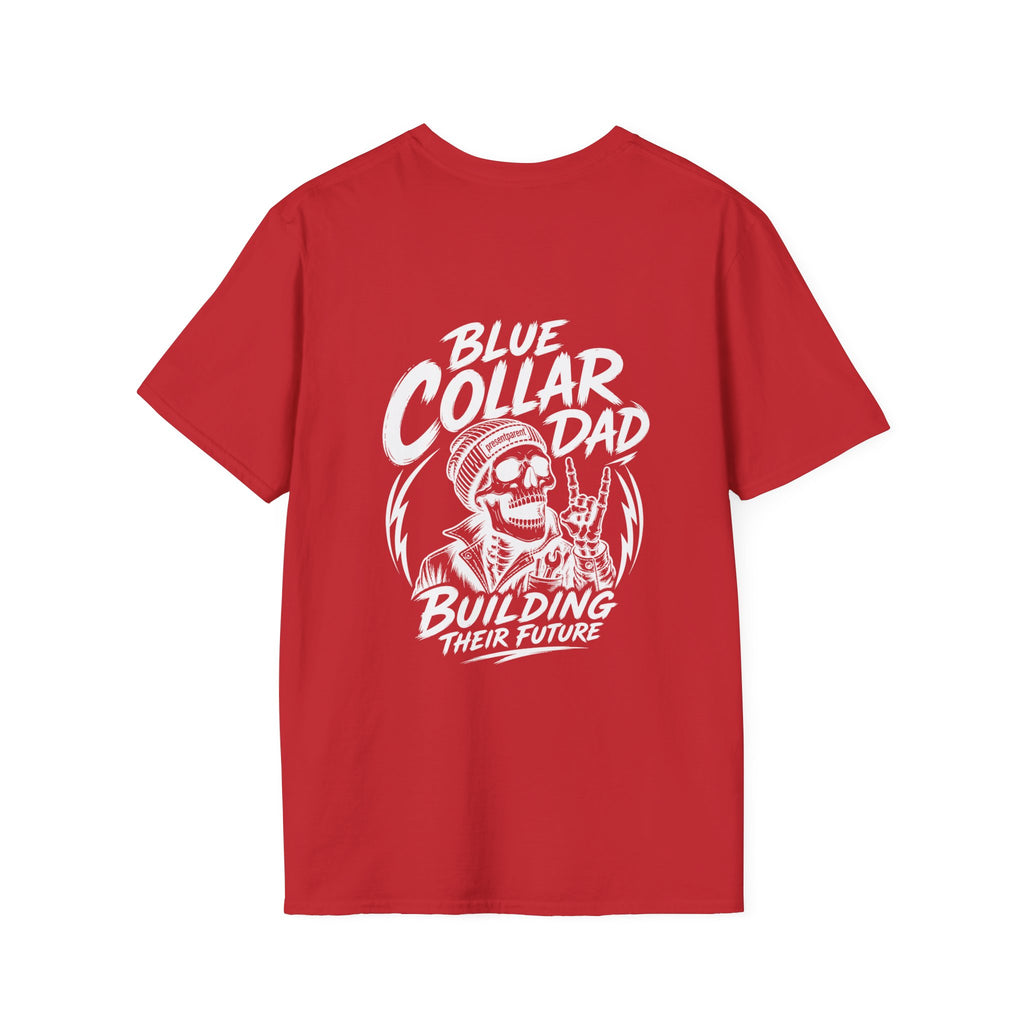 Blue Collar Dad Shirt, Building Their Future Tee, Hardworking Dad Gift, Blue Collar Back Print T-Shirt