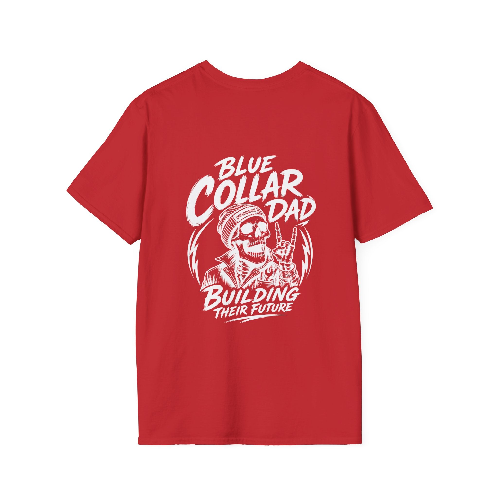 Blue Collar Dad Shirt, Building Their Future Tee, Hardworking Dad Gift, Blue Collar Back Print T-Shirt