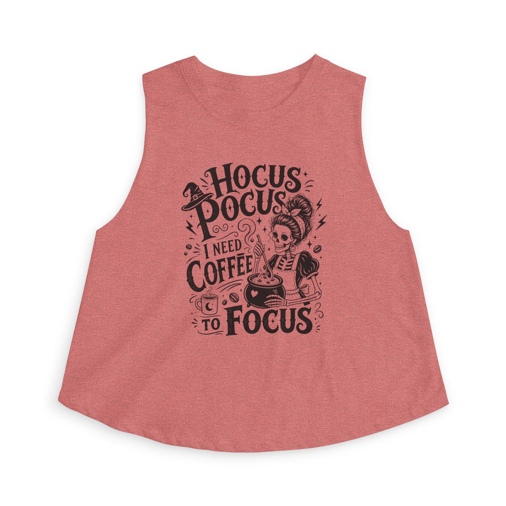 Witchy coffee mom crop tank product mockup for spooky season and Halloween gifts.