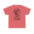 Funny coffee lover tee product mockup for women who run on caffeine.