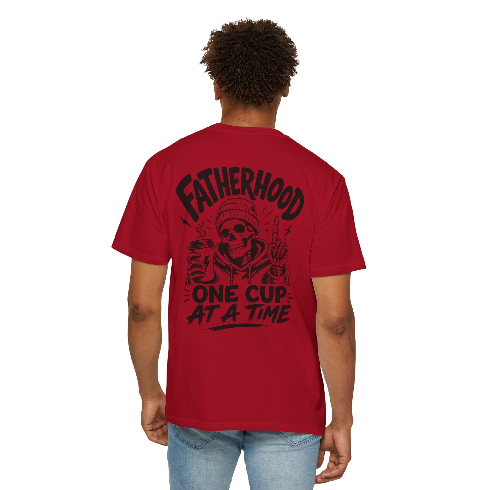 Fatherhood Club Skull Illustration T-shirt | One Cup at a Time