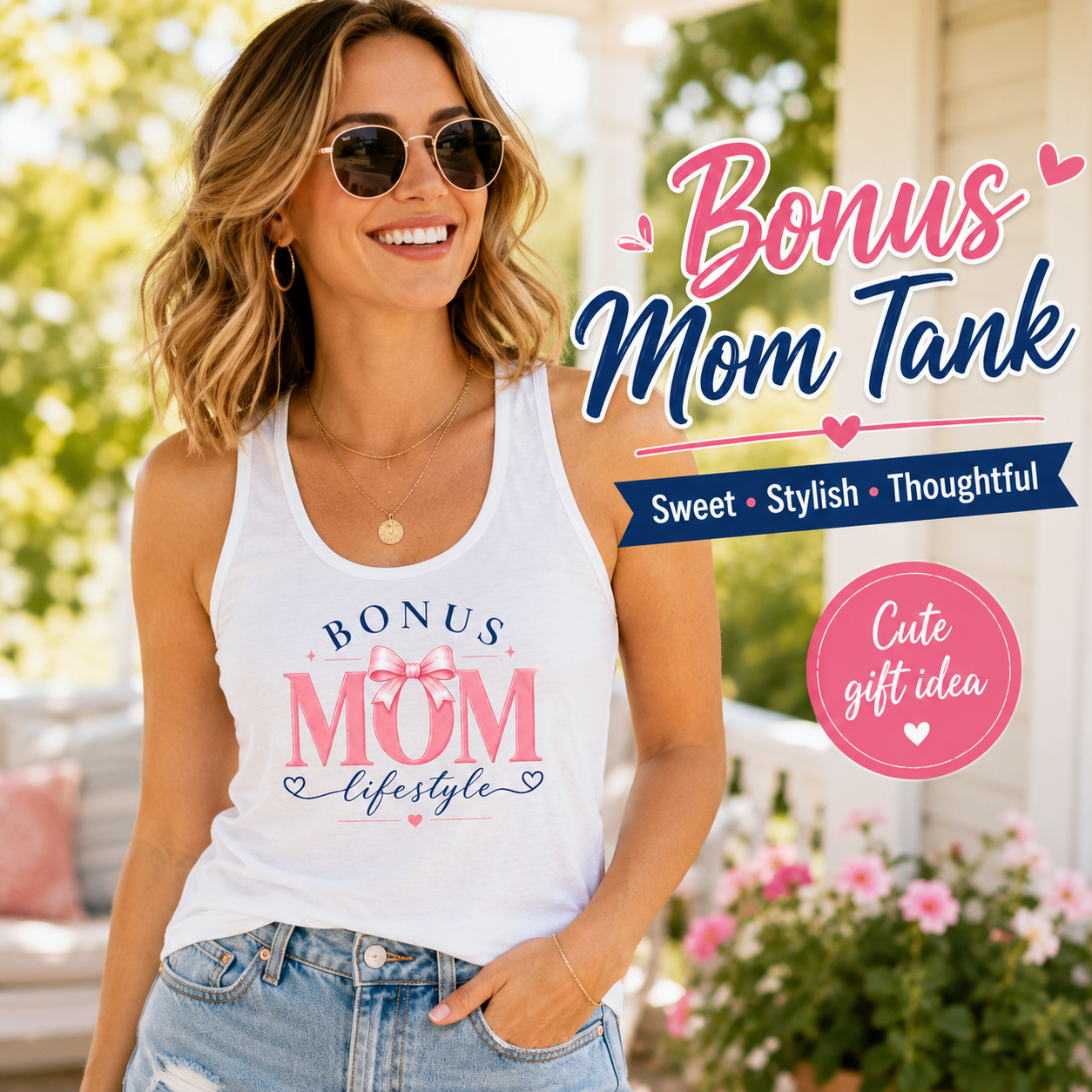 Bonus Mom tank top product image for the mom who stepped up with love.