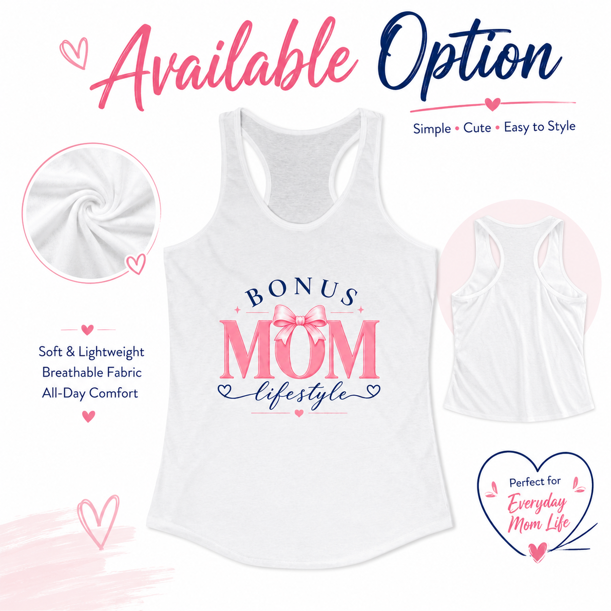 Bonus mom gift tank top product image for Mother’s Day and birthdays.