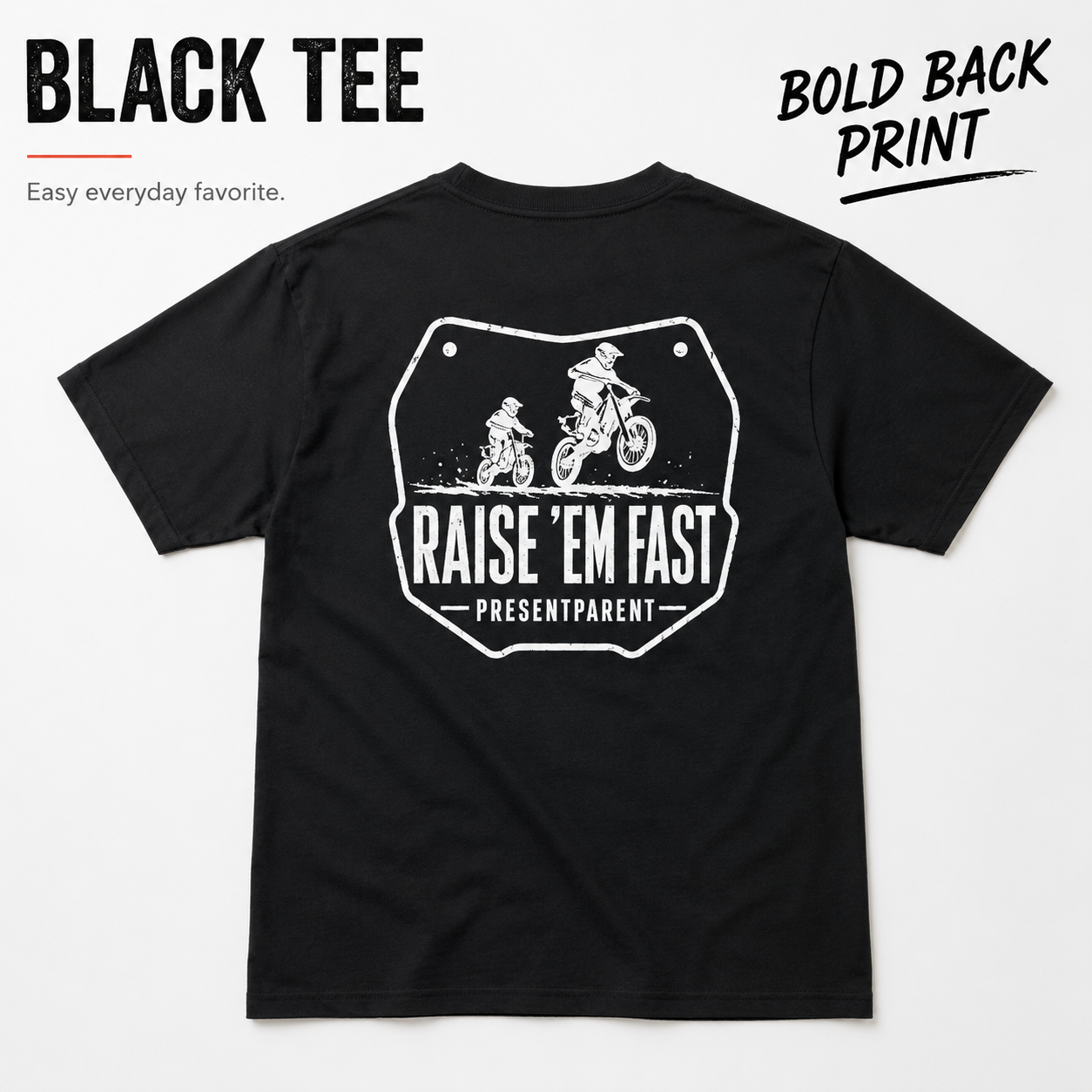 Motocross Dad shirt product mockup for Father’s Day gift shoppers and dirt bike dads.