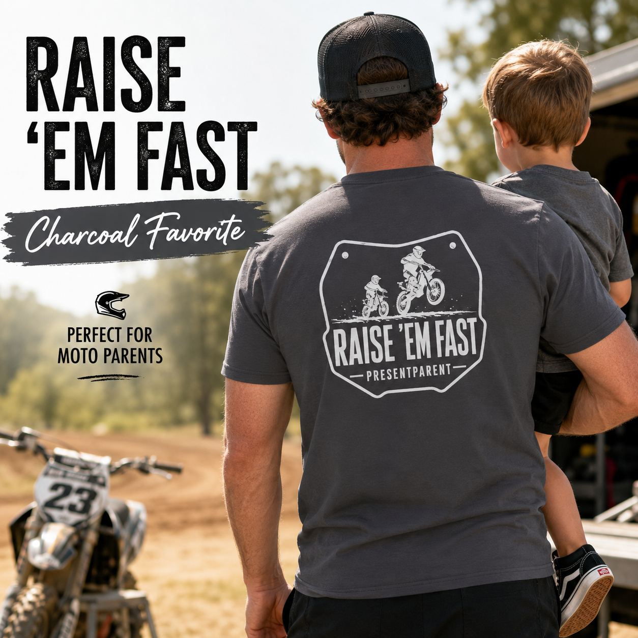 Motocross Dad shirt alternate product mockup with dad graphic tee design.
