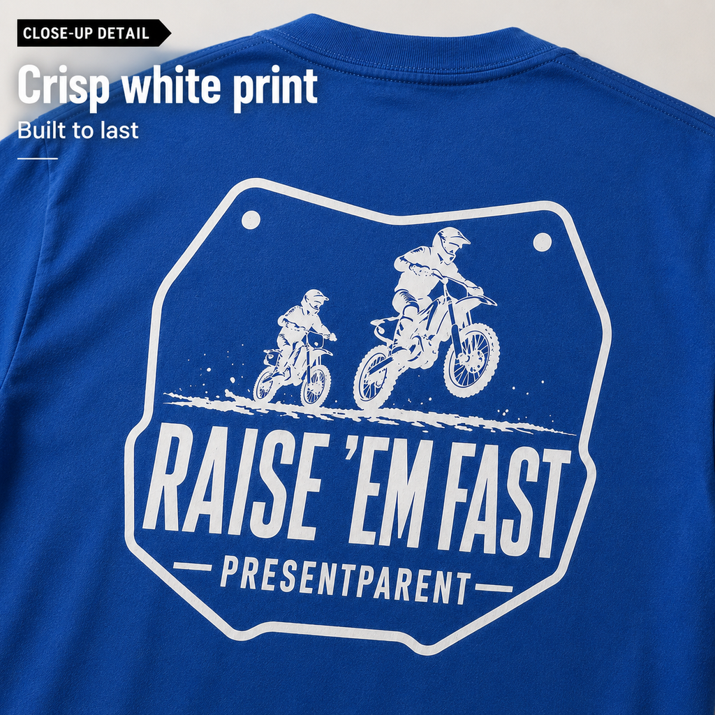 Men’s dirt bike dad t-shirt product mockup with motocross theme.