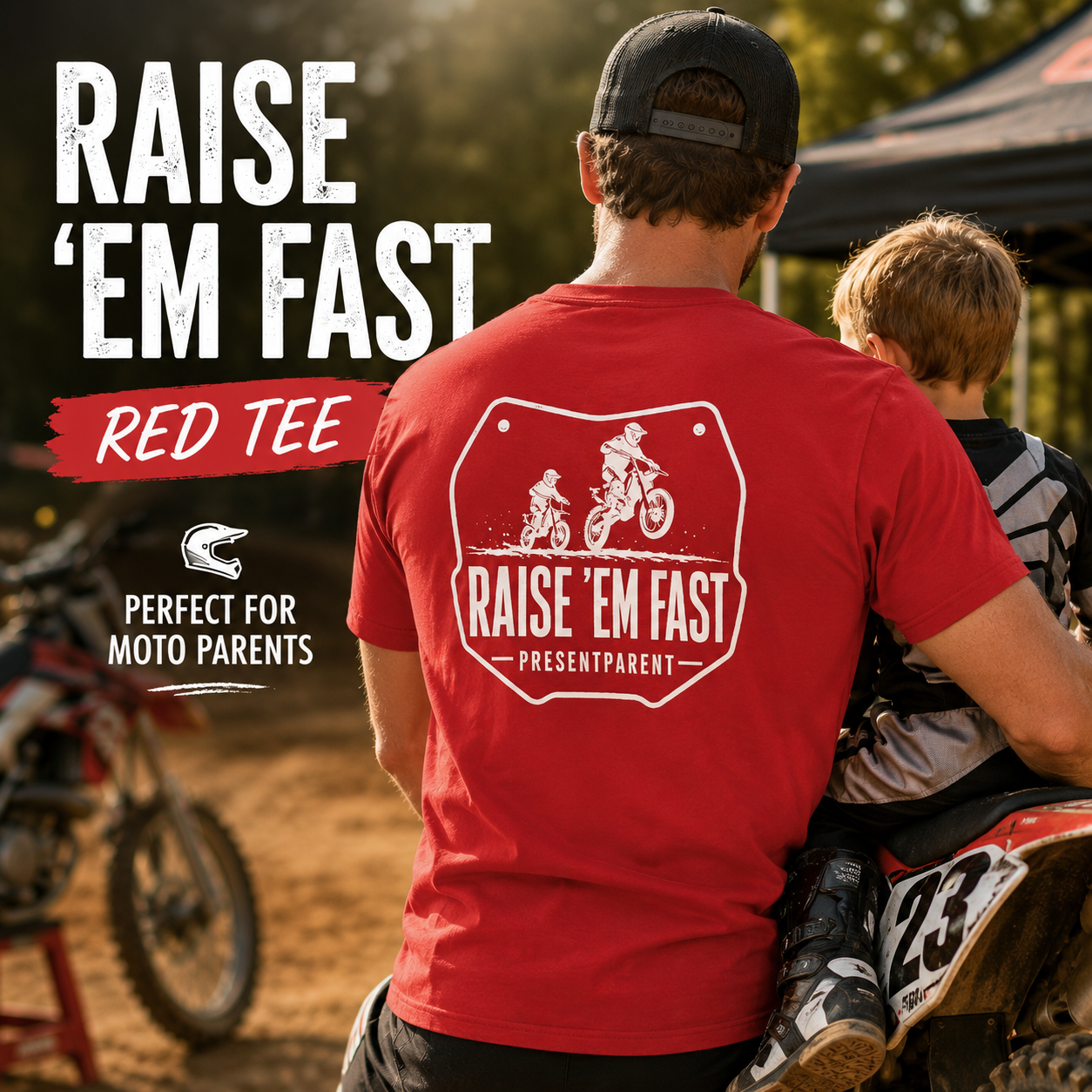 PresentParent Motocross Dad shirt product image for Father’s Day dirt bike dad gifts.