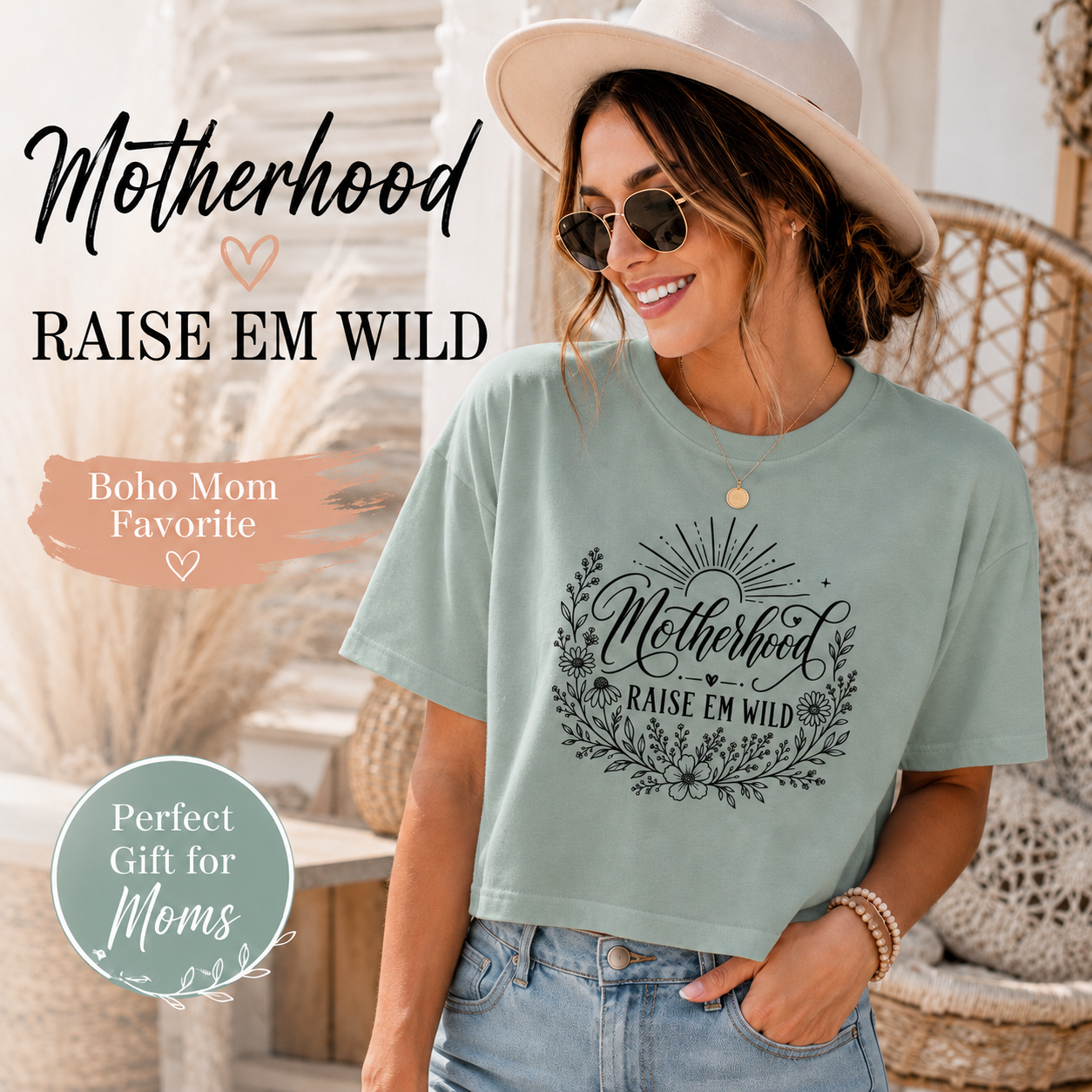 Raise Em Wild mom shirt product image for moms raising little wild hearts.
