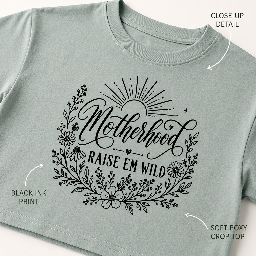 Women’s casual mom crop top product image with boho-inspired family feel.