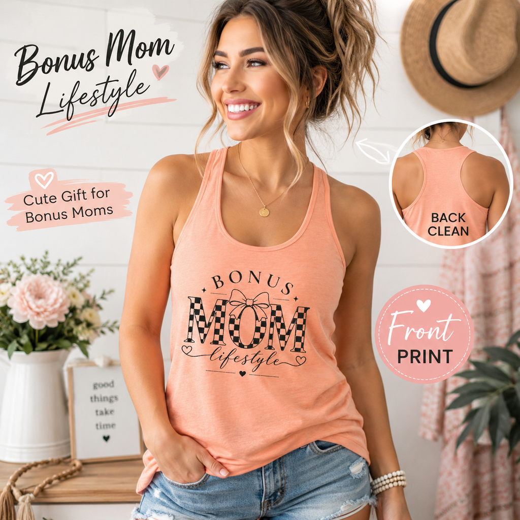 Bonus Mom graphic tank top for Mother’s Day birthday and appreciation gifts