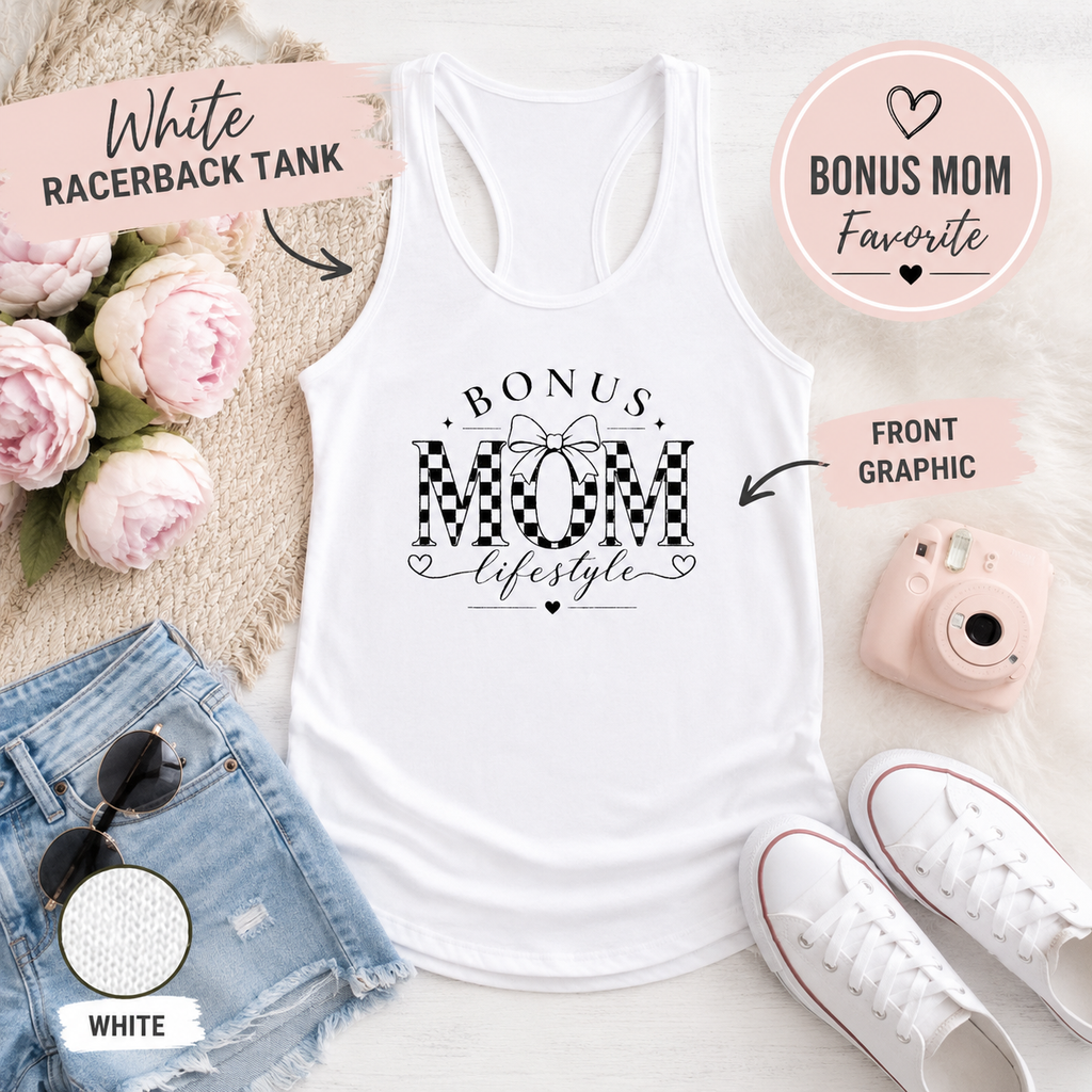 Cute Bonus Mom tank top for casual mom life summer wear and family days