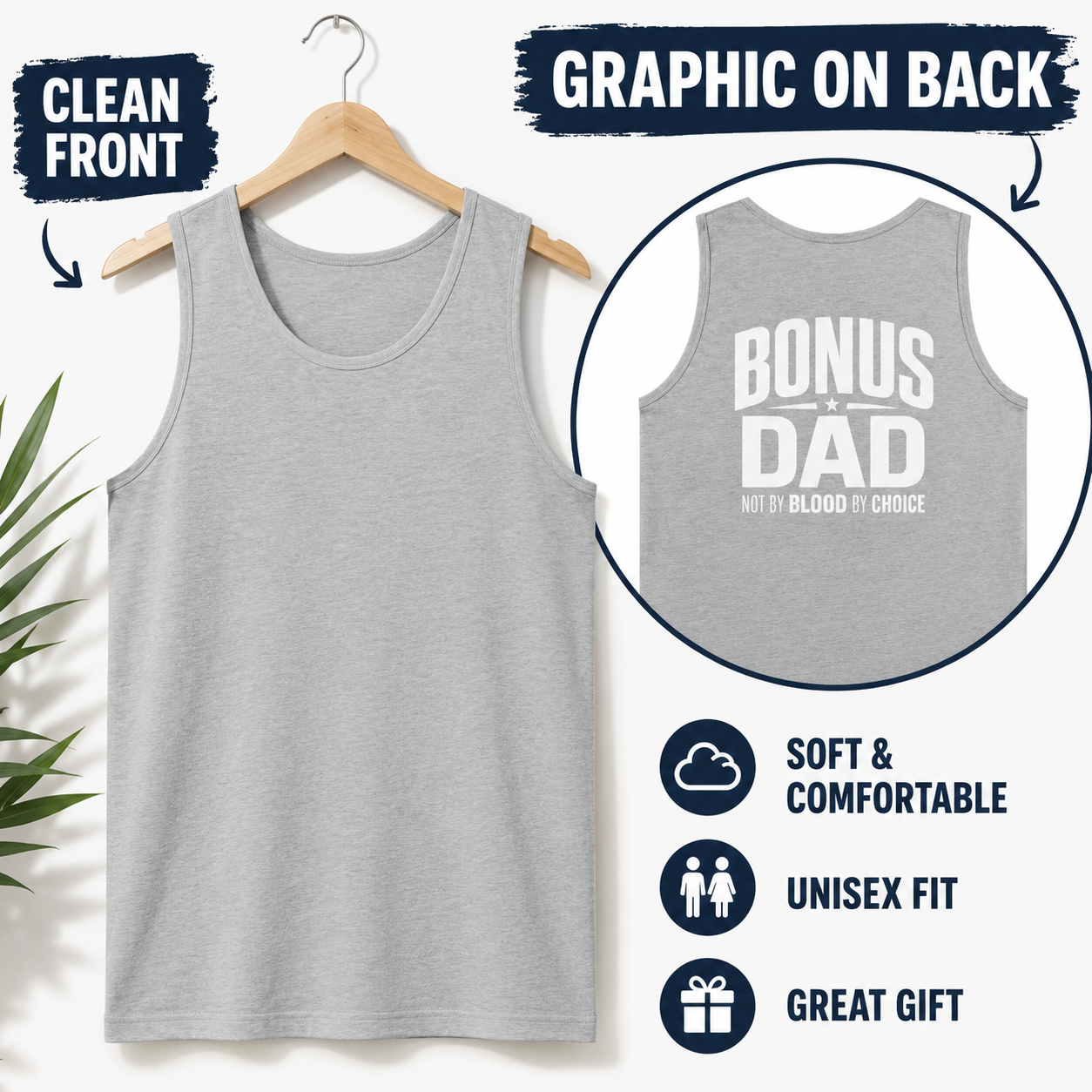 Bonus Dad Tank Top, Not By Blood By Choice Shirt, Stepdad Gift, Bonus Dad Gift for Him, Fathers Day Tank Top