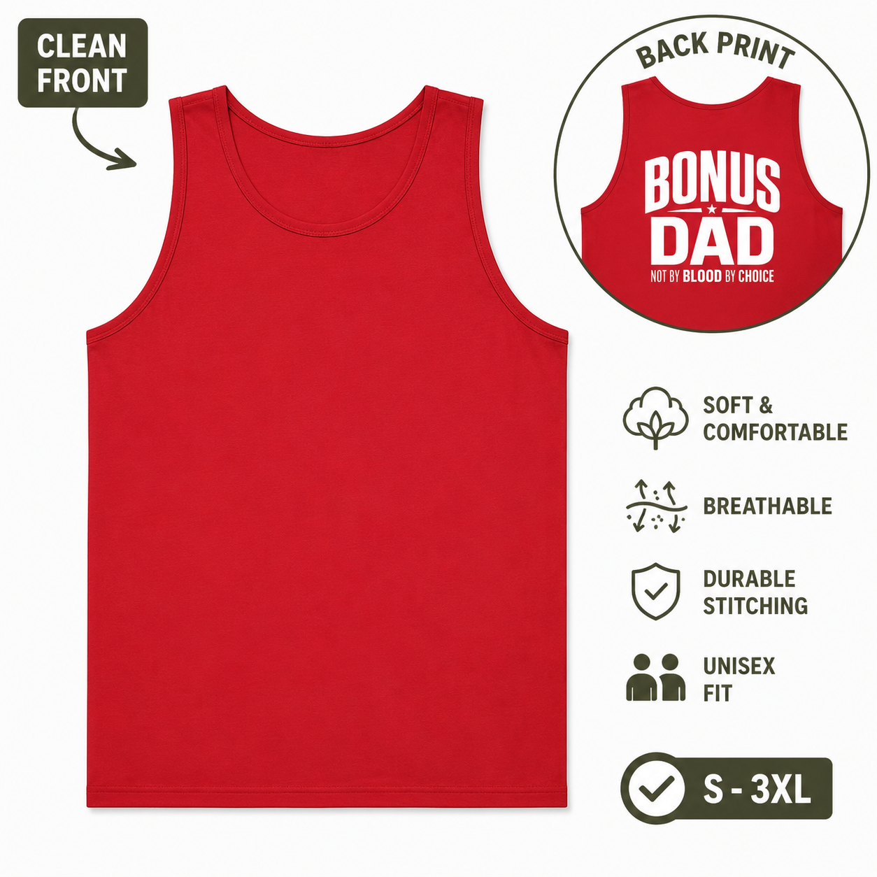 Bonus Dad Tank Top, Not By Blood By Choice Shirt, Stepdad Gift, Bonus Dad Gift for Him, Fathers Day Tank Top