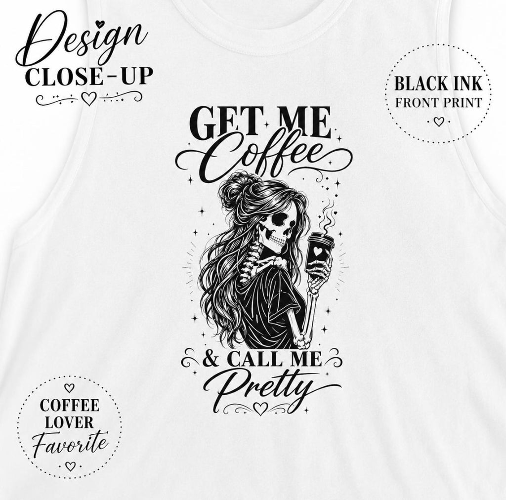 Funny coffee lover crop tank top mockup with playful caffeine graphic design.