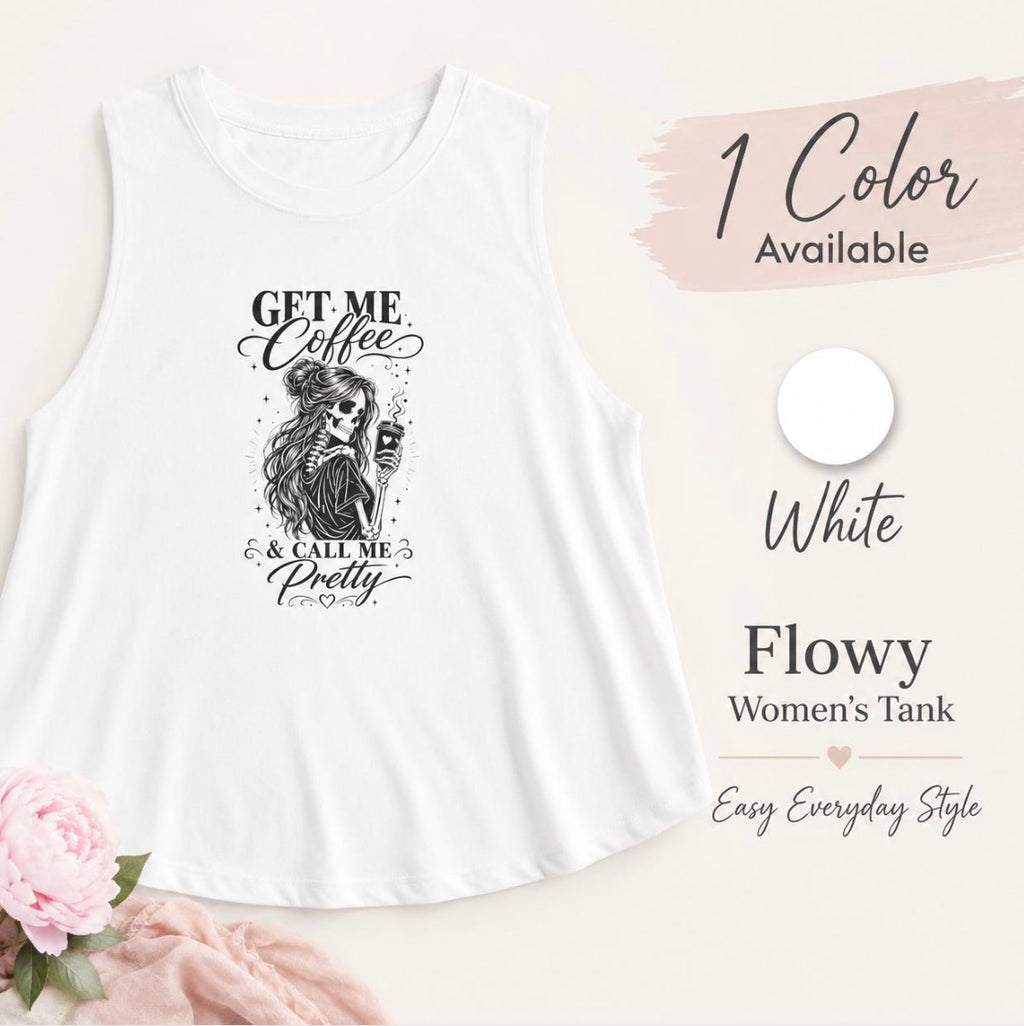 Women’s coffee crop tank top product image for summer outfits and coffee runs.