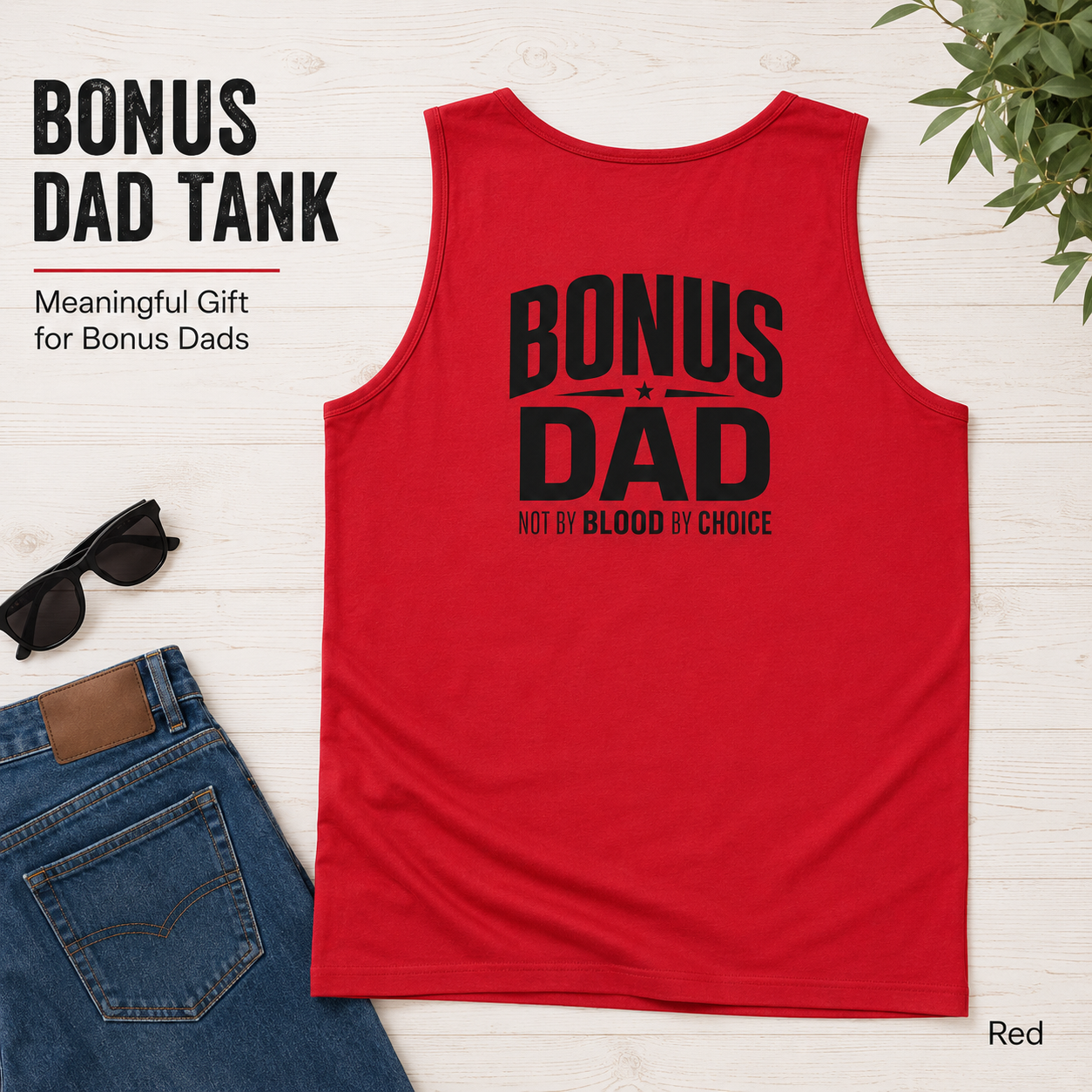 Fatherhood appreciation tank top product image for bonus dads, stepdads, and family gift shoppers.