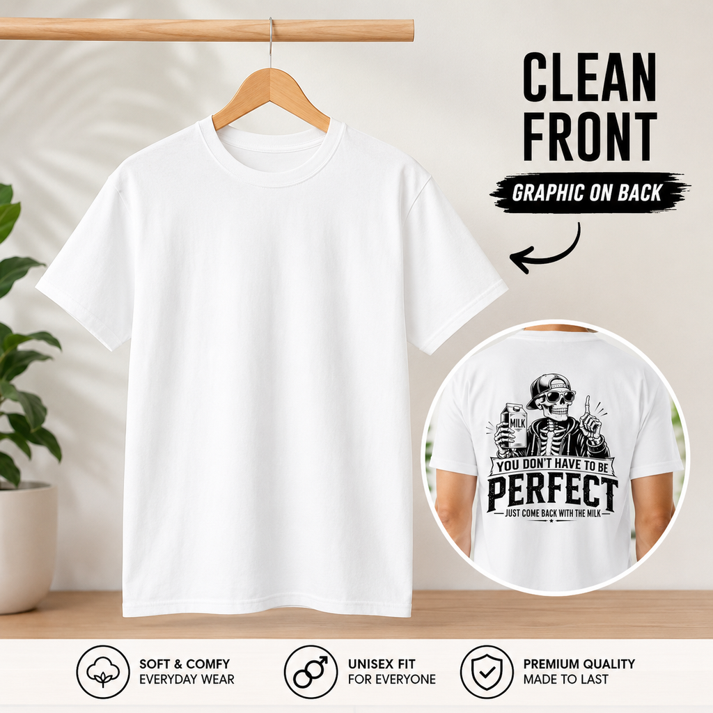 Come Back With The Milk graphic tee product image for new dad gifts.
