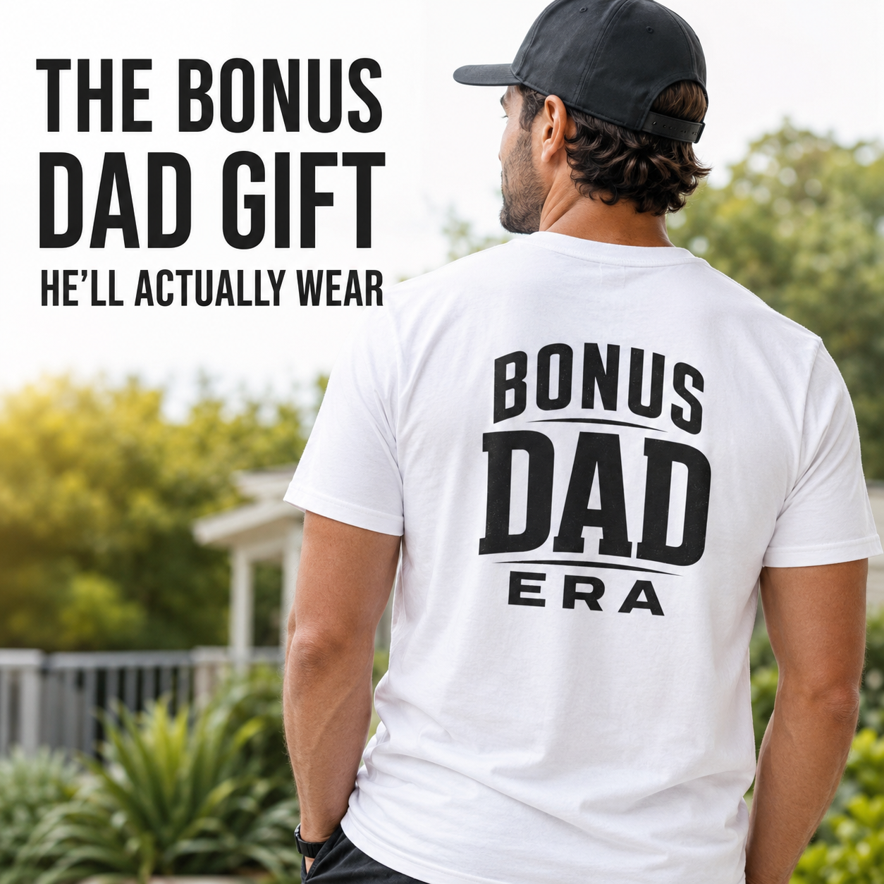 Bonus Dad Era fatherhood t-shirt mockup, gift for bonus dad