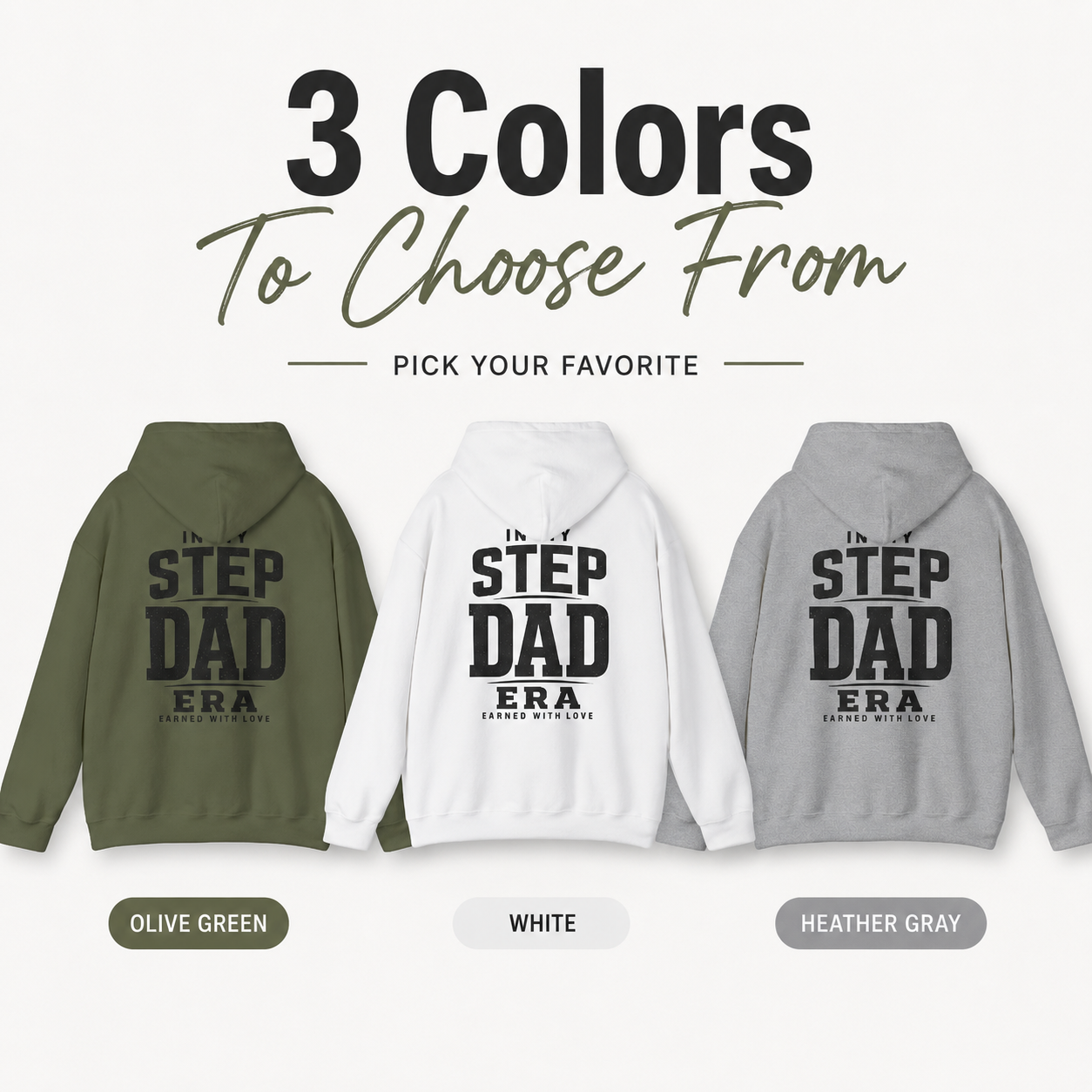 Step Dad Era hoodie color option, meaningful gift for stepdad or bonus dad