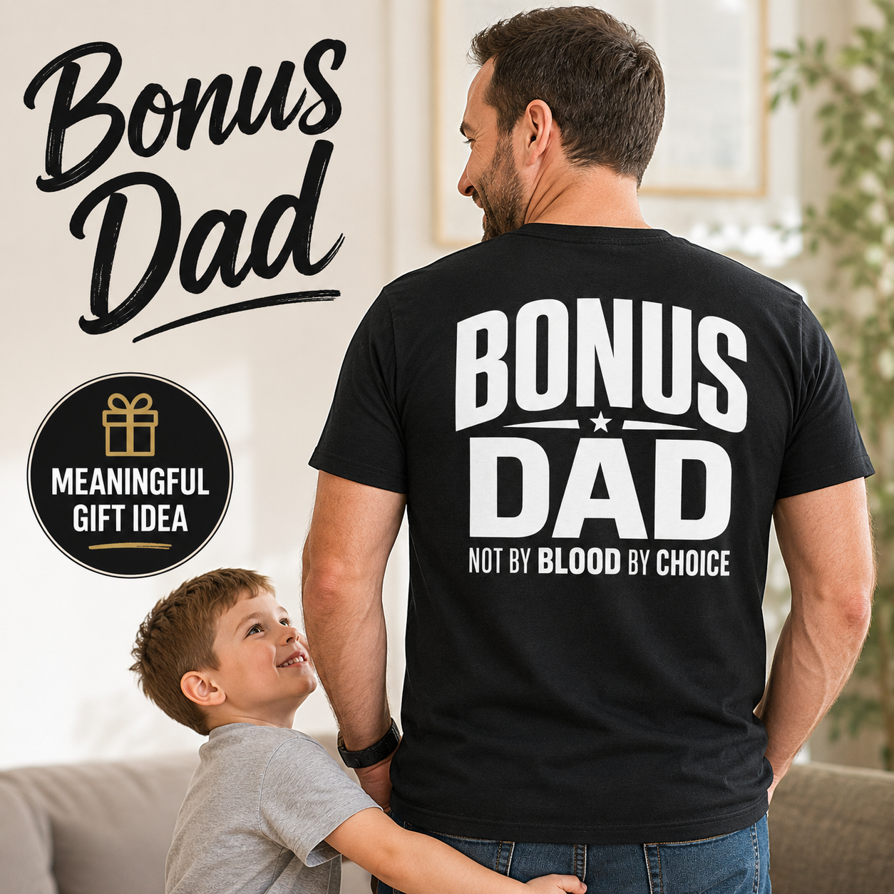 Not By Blood By Choice shirt product image for bonus dads, stepdads, and blended family gifts.
