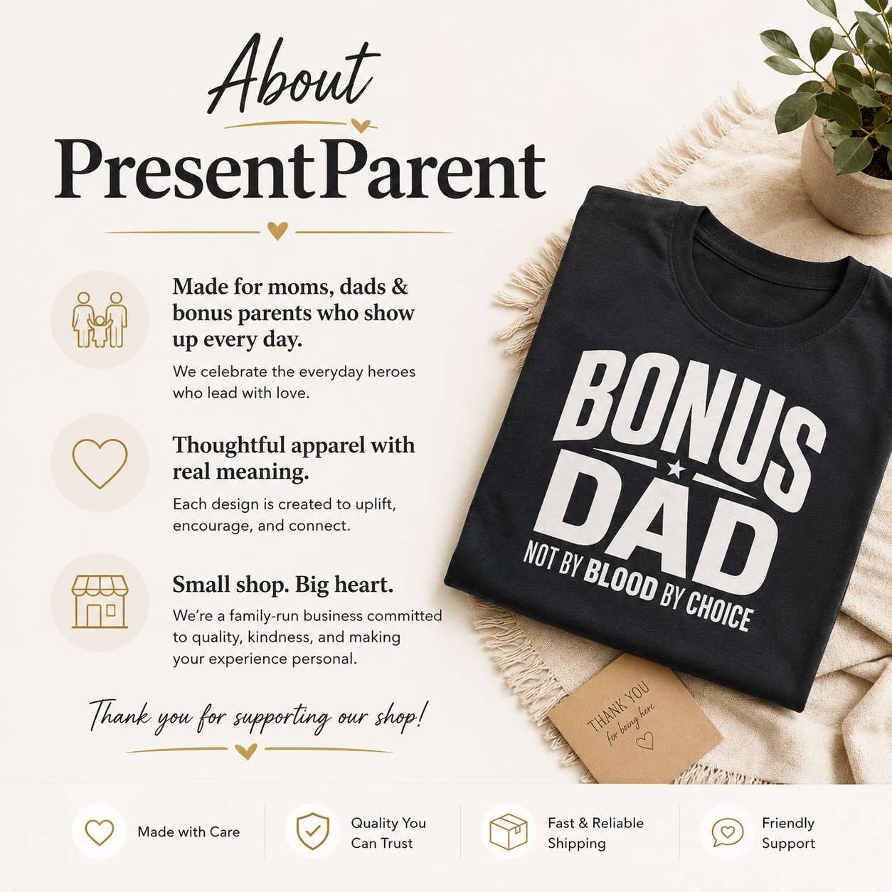 Not By Blood By Choice t-shirt color option for bonus dad appreciation gifts.