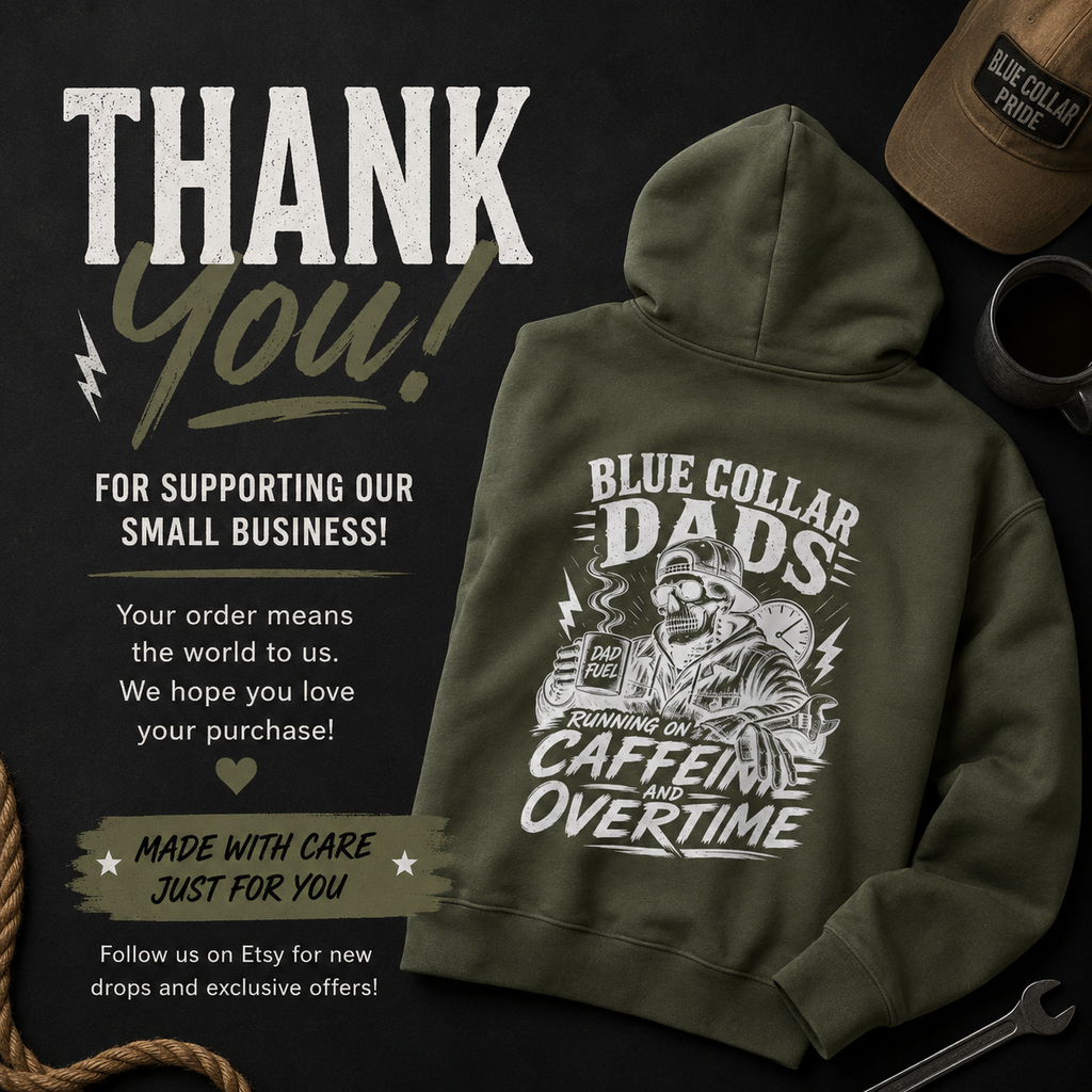 Blue Collar Dads skeleton with hammer Hoodie | Running on Caffeine and Overtime