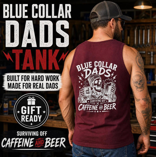 Maroon Blue Collar Dad Tank Top mockup