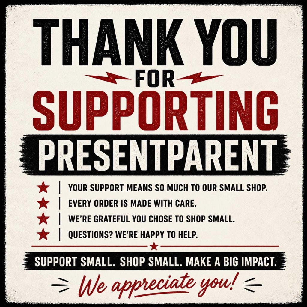 Present Parent small business thank you card for dad apparel shoppers