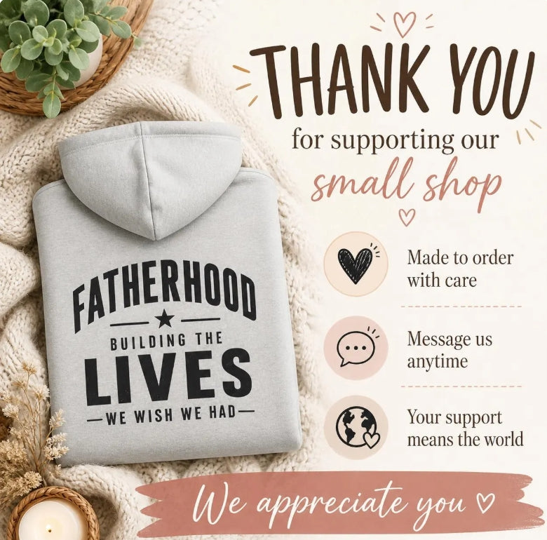 Men's Fatherhood Hoodie | "Building the Lives We Wish We Had" Bold Back Print | Dad Gift