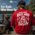 Men's Dad Life Long Sleeve Graphic Tee | Work Hard Raise Hard Back Print | Father's Day Gift