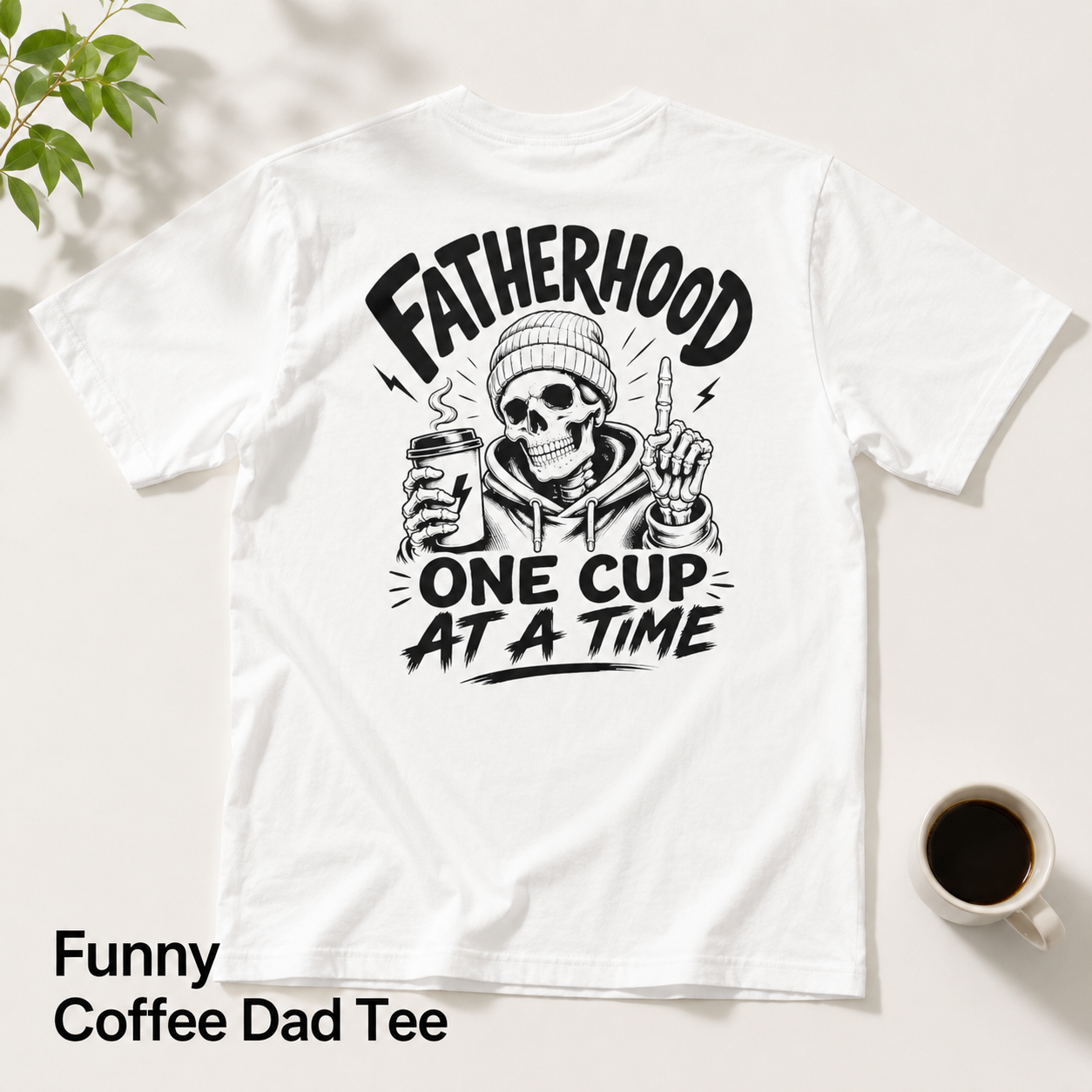 Men’s dad coffee shirt mockup with back graphic design.