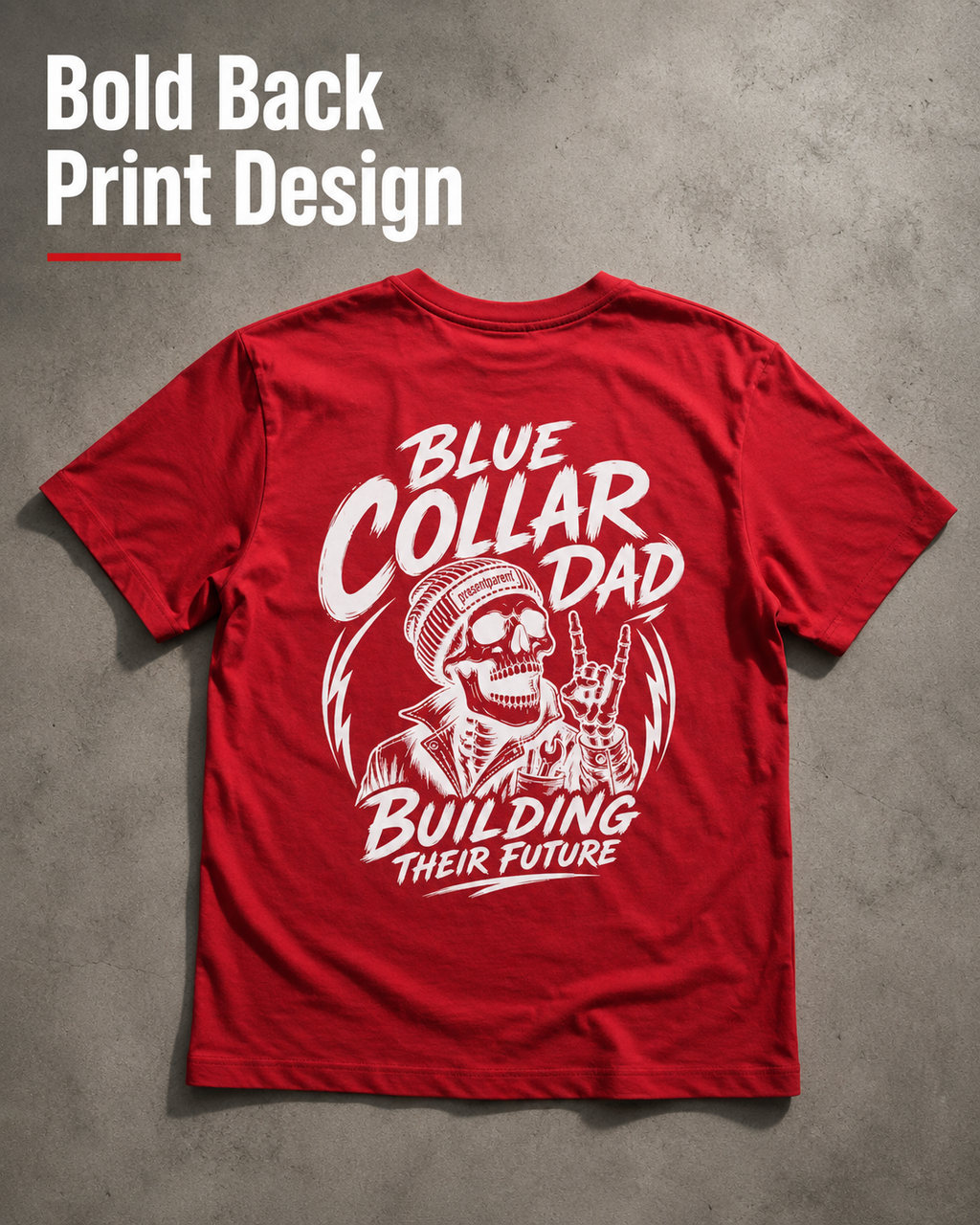 Men's Blue Collar Dad T-Shirt | Building Their Future Back Print | Hardworking Dad Gift