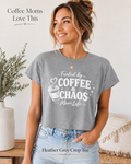 Coffee and Chaos Mom Crop Top with funny mom life graphic for coffee-loving moms