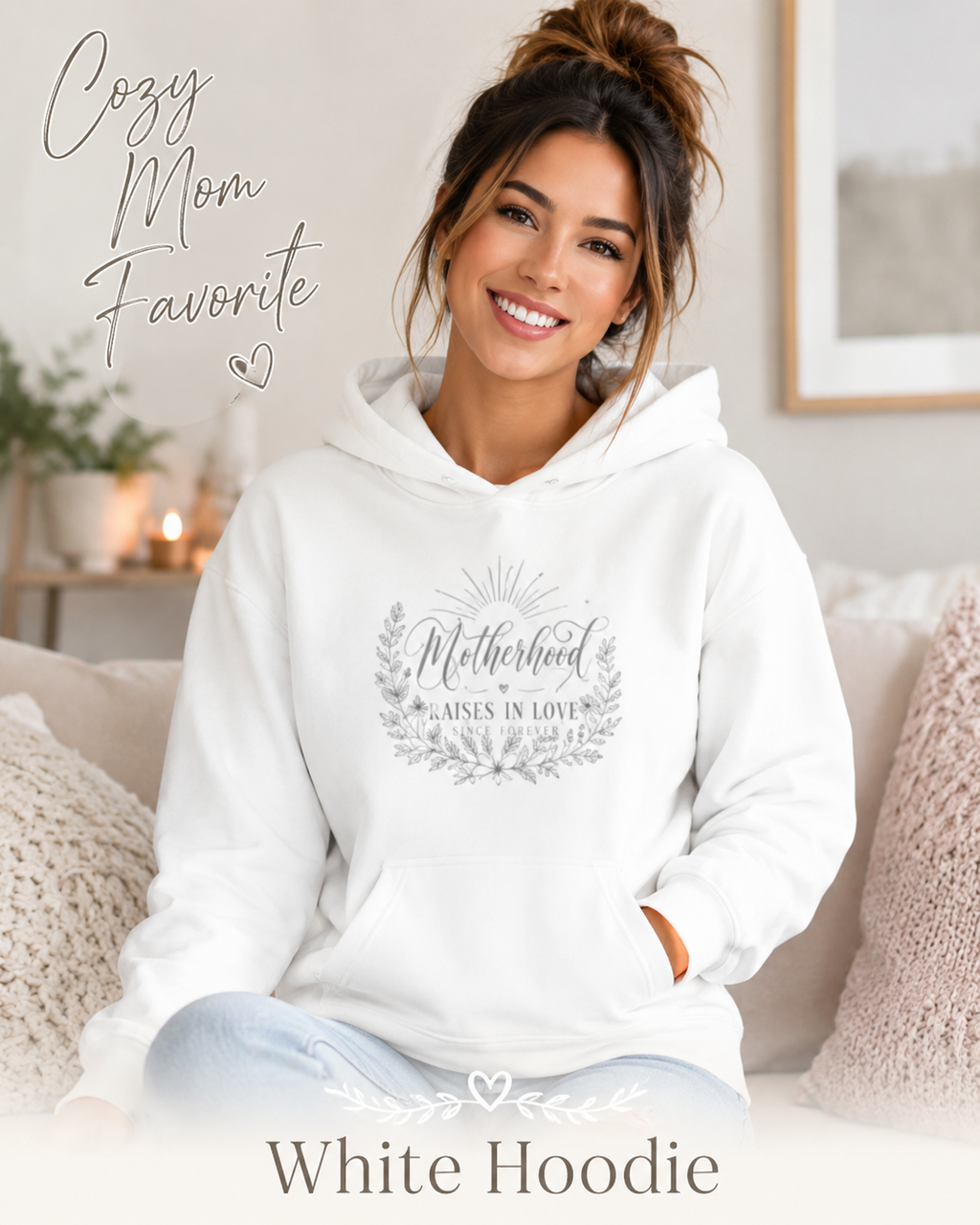 Raise Em Wild Mom Hoodie with boho floral motherhood design for moms raising wild hearts
