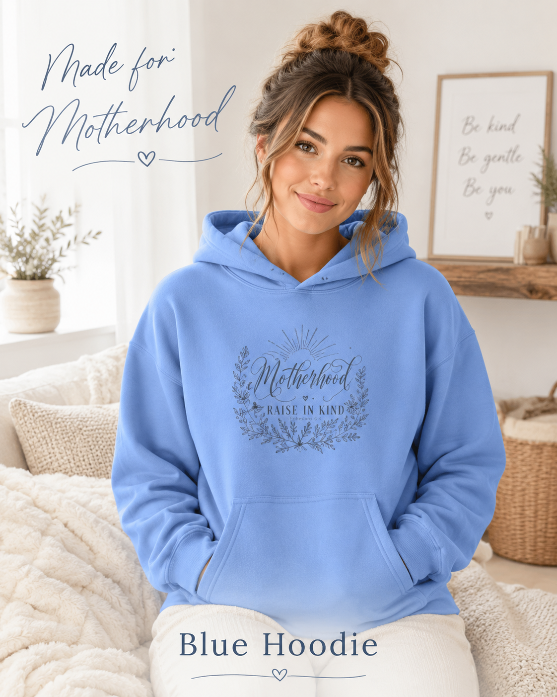 Boho floral Motherhood Raise Em Wild hoodie design made for mamas and moms