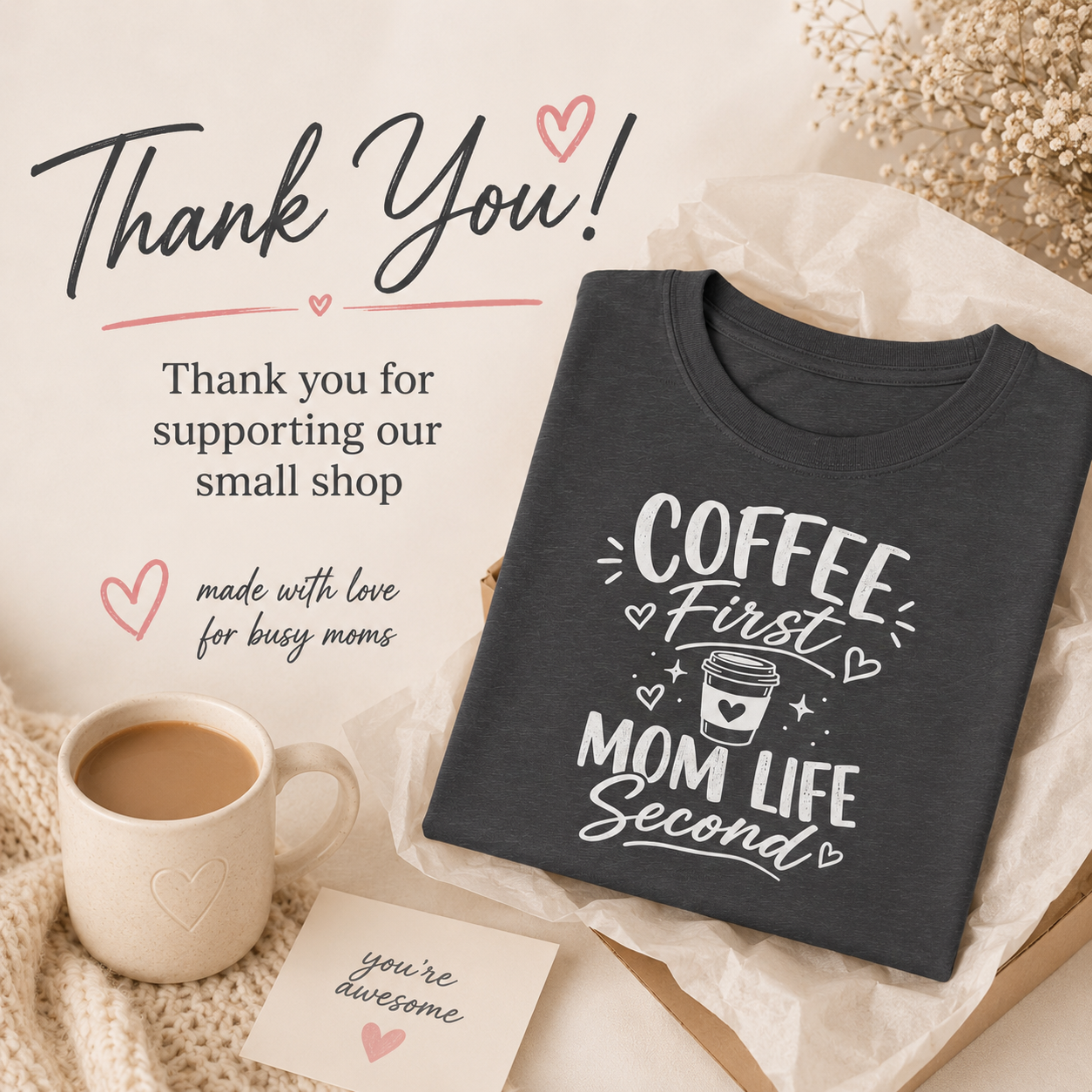 Funny Coffee Mom Gift Idea, Coffee First Mom Life Second, Cute Mom Gift, Presentparent, Tired Moms Club, Womens Graphic Crop Top Tee Shirt,