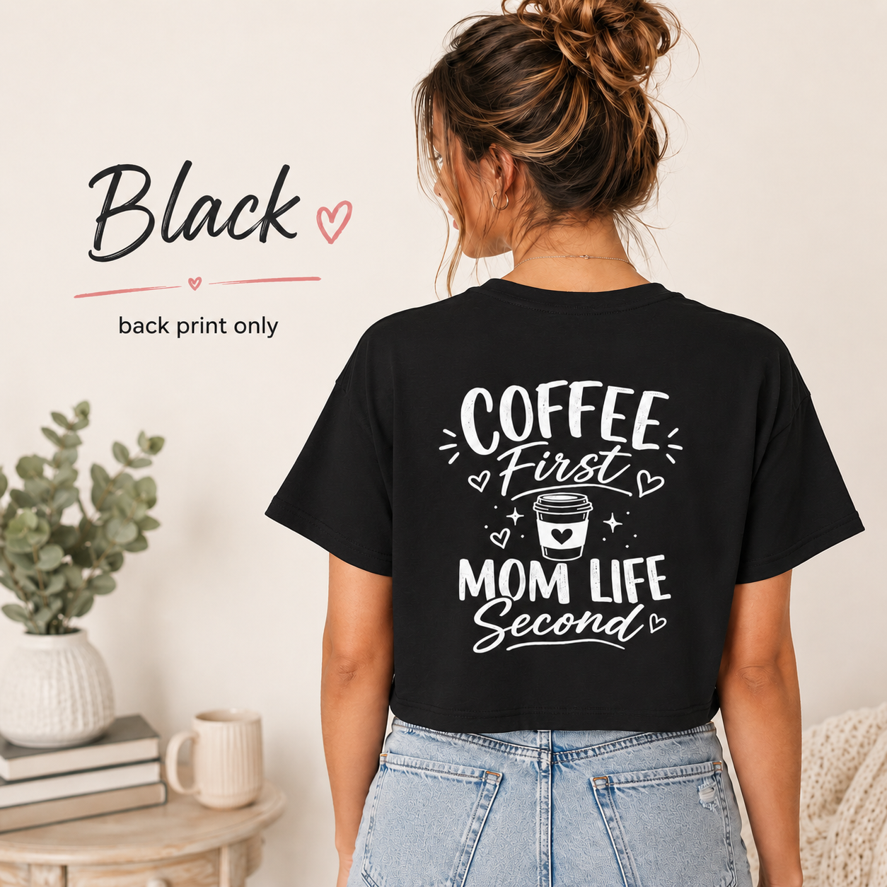 Funny Coffee Mom Gift Idea, Coffee First Mom Life Second, Cute Mom Gift, Presentparent, Tired Moms Club, Womens Graphic Crop Top Tee Shirt,