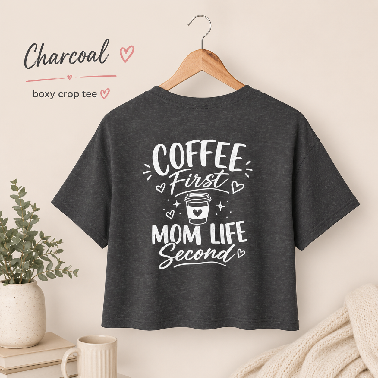 Funny Coffee Mom Gift Idea, Coffee First Mom Life Second, Cute Mom Gift, Presentparent, Tired Moms Club, Womens Graphic Crop Top Tee Shirt,