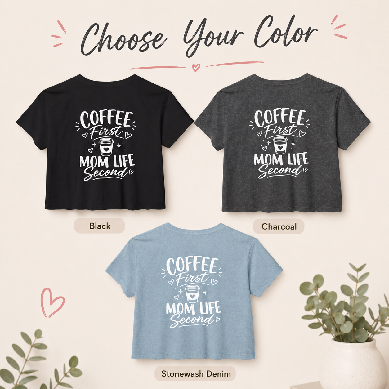 Funny Coffee Mom Gift Idea, Coffee First Mom Life Second, Cute Mom Gift, Presentparent, Tired Moms Club, Womens Graphic Crop Top Tee Shirt,